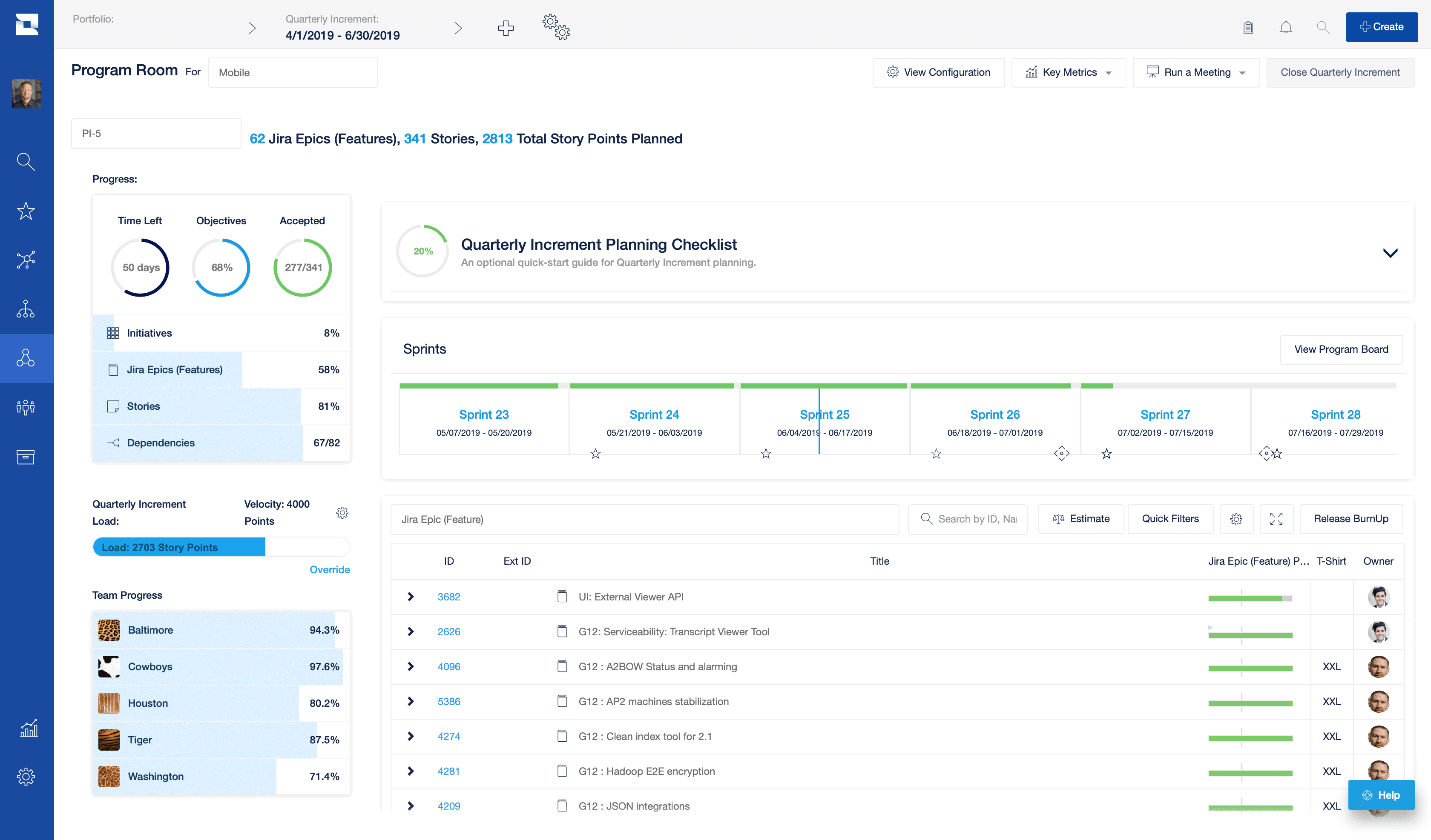 screenshot of Jira Align